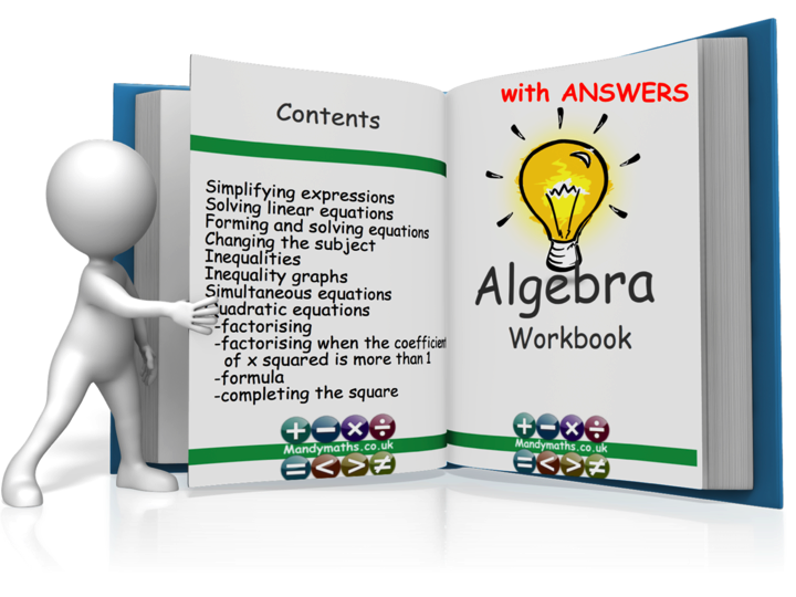 Algebra 14 page Workbook - with Full Solutions