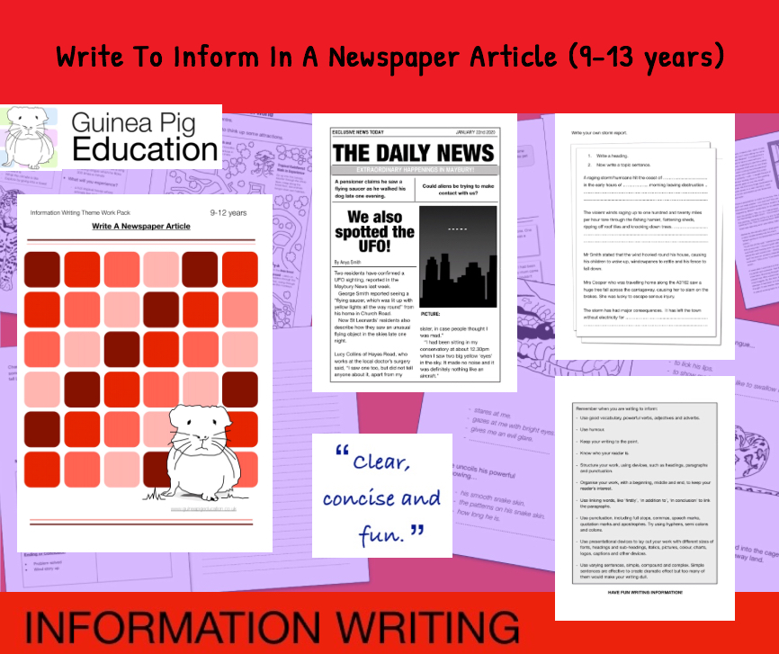 Practise Writing To Inform In A Newspaper Article (Information Writing) 9-14 years