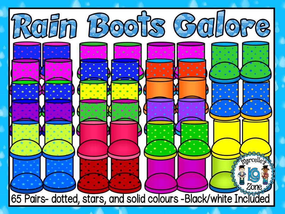 Spring Rain Boots Galore! Clip art- Personal & CU (70 pairs of boots)