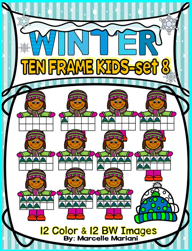 TEN FRAME KIDS- WINTER EDITION- SET 8- COMMERICAL USE