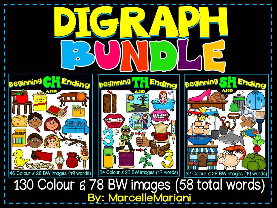 DIGRAPHS-BEGINNING & ENDING CH, SH AND TH DIGRAPH BUNDLE PACK (208 IMAGES)