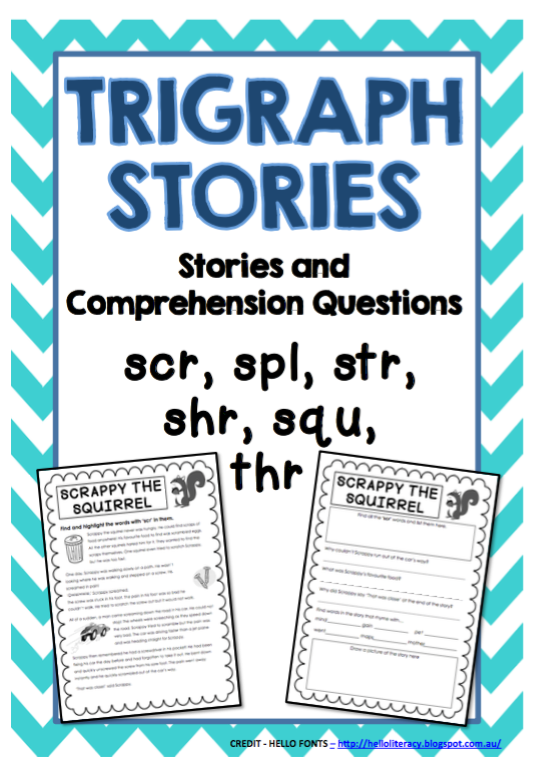 Trigraph Stories - Reading Comprehension Passages - scr, spl, str, shr, squ, thr