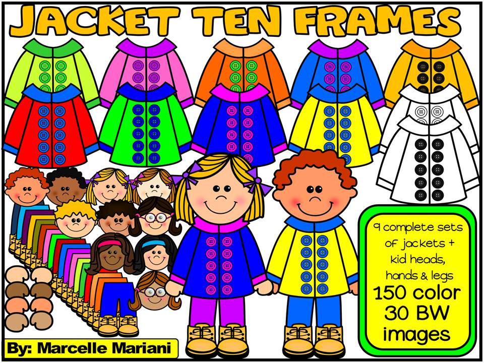 Jacket Ten Frames Clip Art- Adaptable to build a kid- 180+ IMAGES- CU