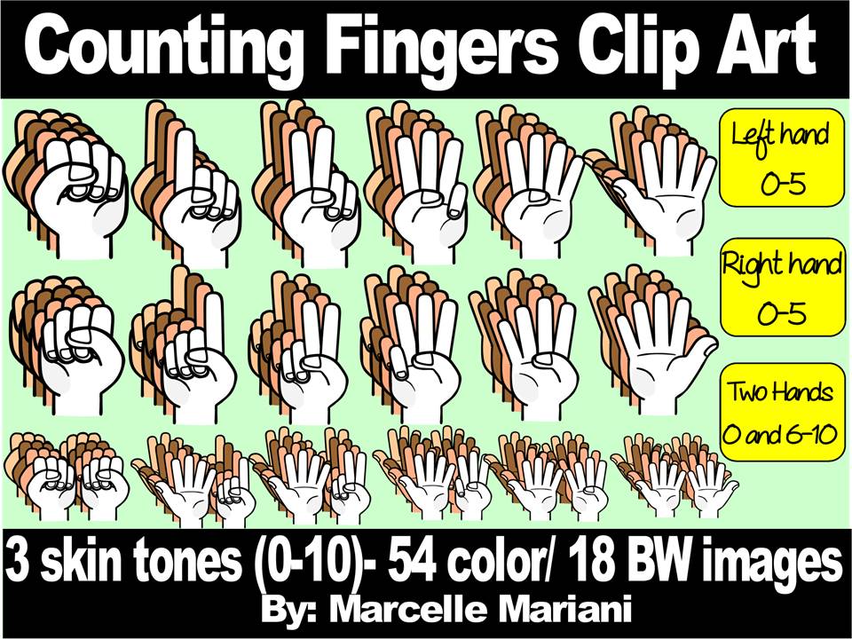 COUNTING FINGERS CLIP ART- COUNTING ON HANDS 72 IMAGES- COMMERCIAL USE