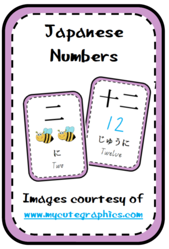 Japanese Number Charts 1-20