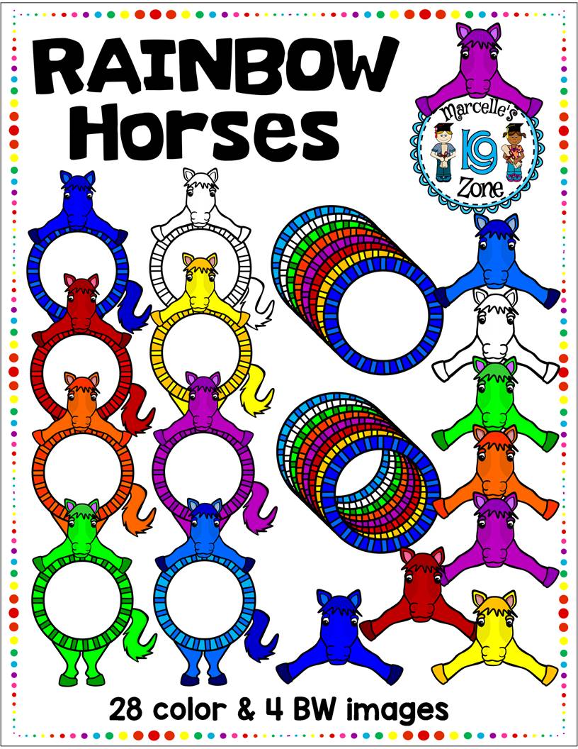 RAINBOW HORSES- HORSE TOPPERS AND FRAMES
