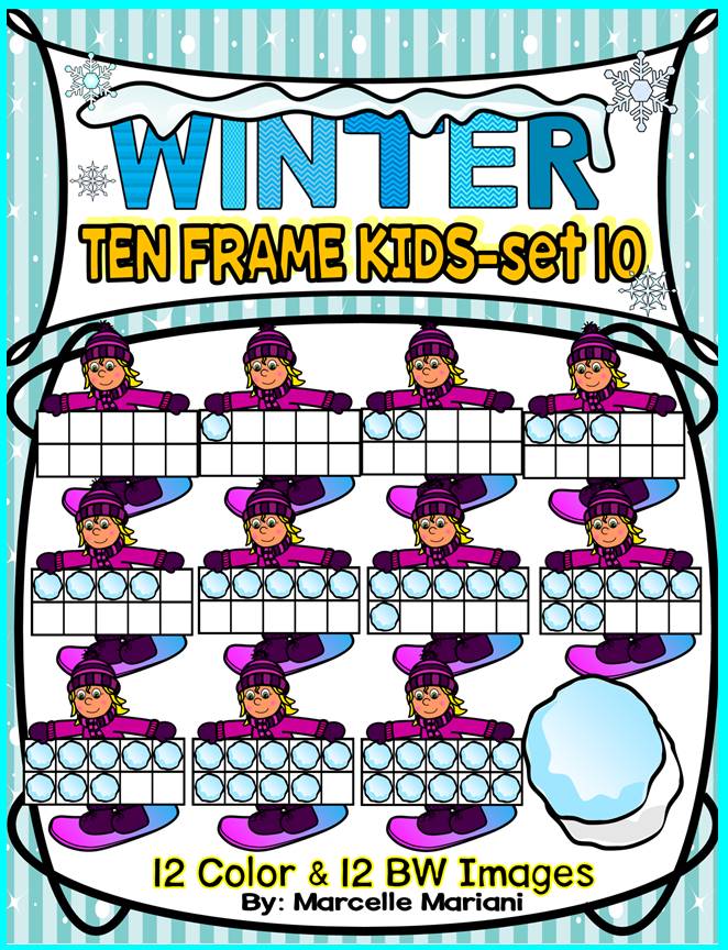 TEN FRAME KIDS- WINTER EDITION- SET 10- COMMERICAL USE