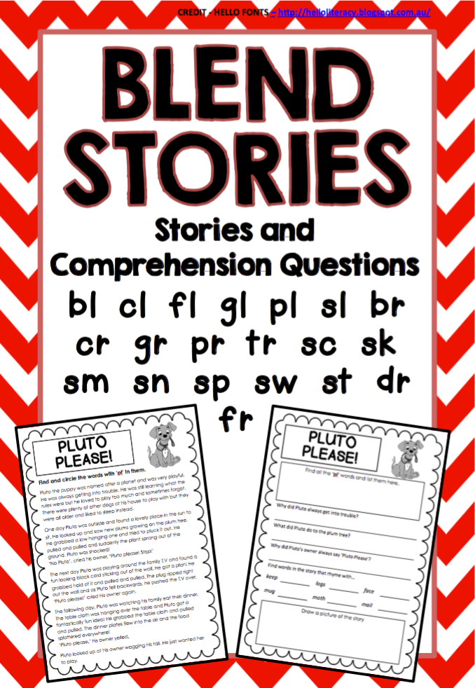 Beginning Blends Stories - Reading Comprehension Passages and Questions