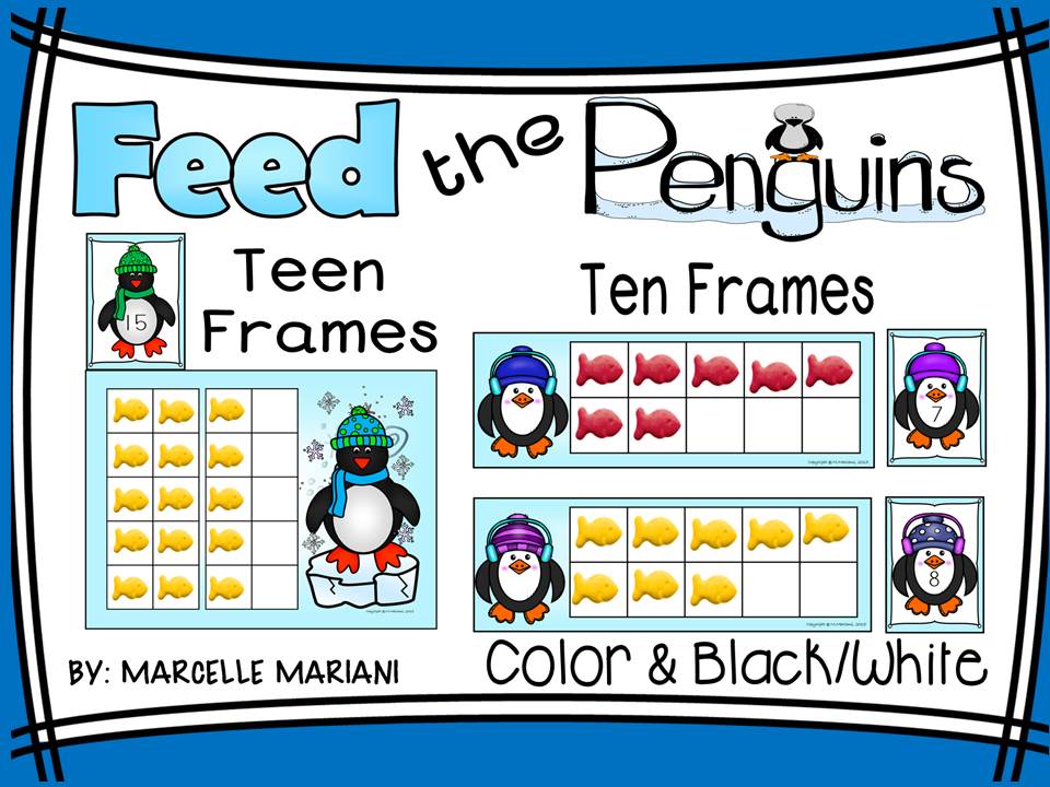 PENGUINS-TEN & TEEN FRAMES-Feed The Penguin! MATH CENTER