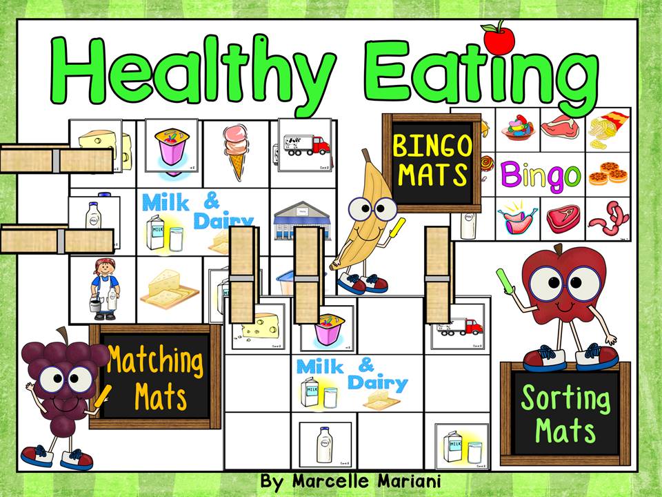 Healthy Eating Food Group Sorting Center Mats, Group Activity and Bingo