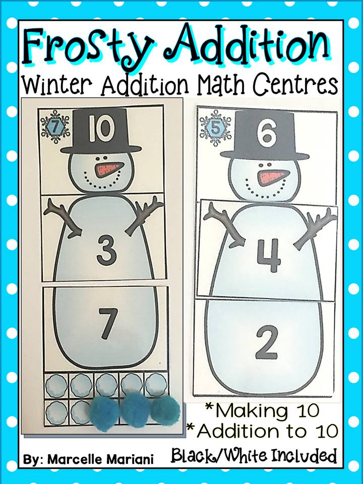 FROSTY ADDITION- WINTER MATH CENTRE ACTIVITIES- ADDITION TO 10