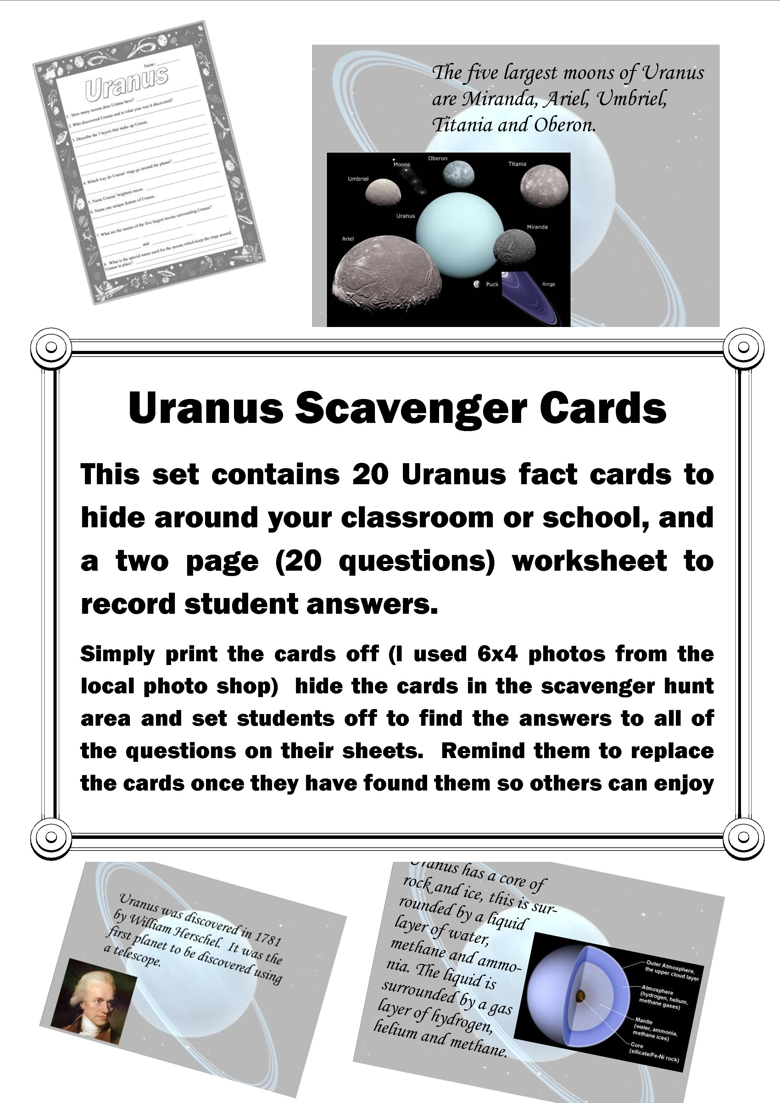 Uranus Scavenger Hunt Cards