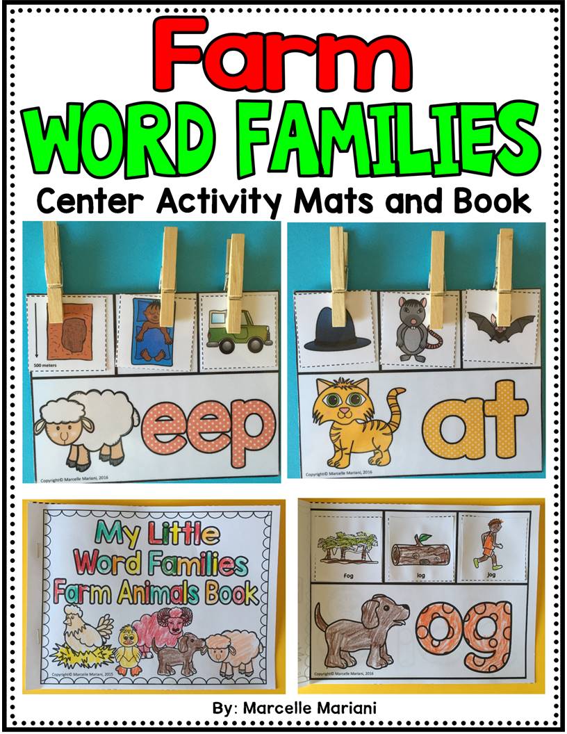 Farm Animals WORD FAMILIES CENTRE AND PRINTABLE BOOK