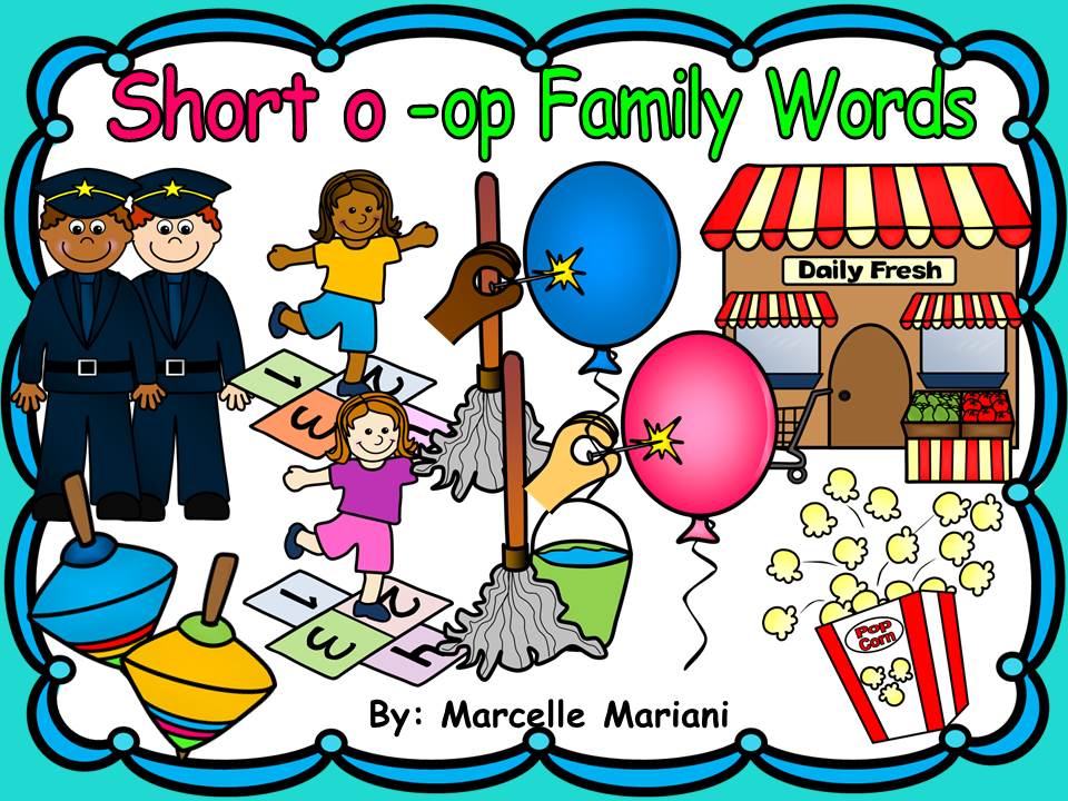 Short o CVC- OP Family Words Clipart Graphics- Commercial & Personal use