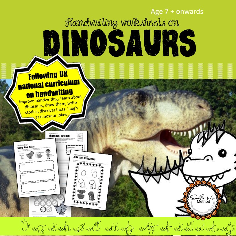 Handwriting Worksheets for 7 -11 years: Dinosaurs