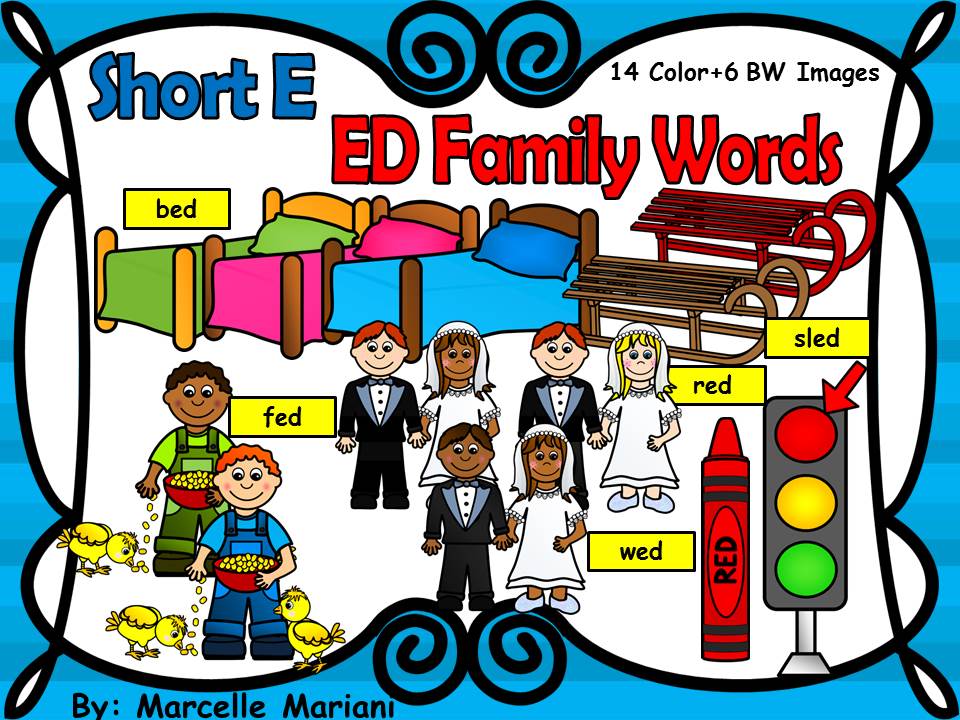 Short e- ED Family Words Clipart Graphics- Commercial & Personal use