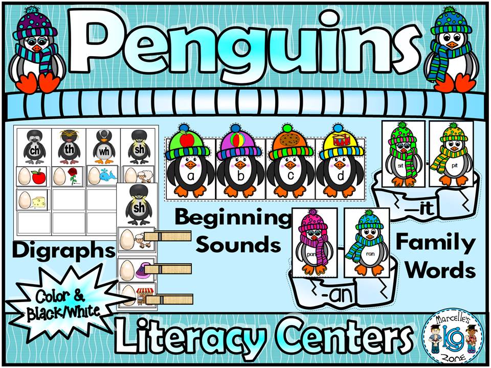 PENGUINS- Literacy Centers- Penguin Literacy Activities for kindergarten