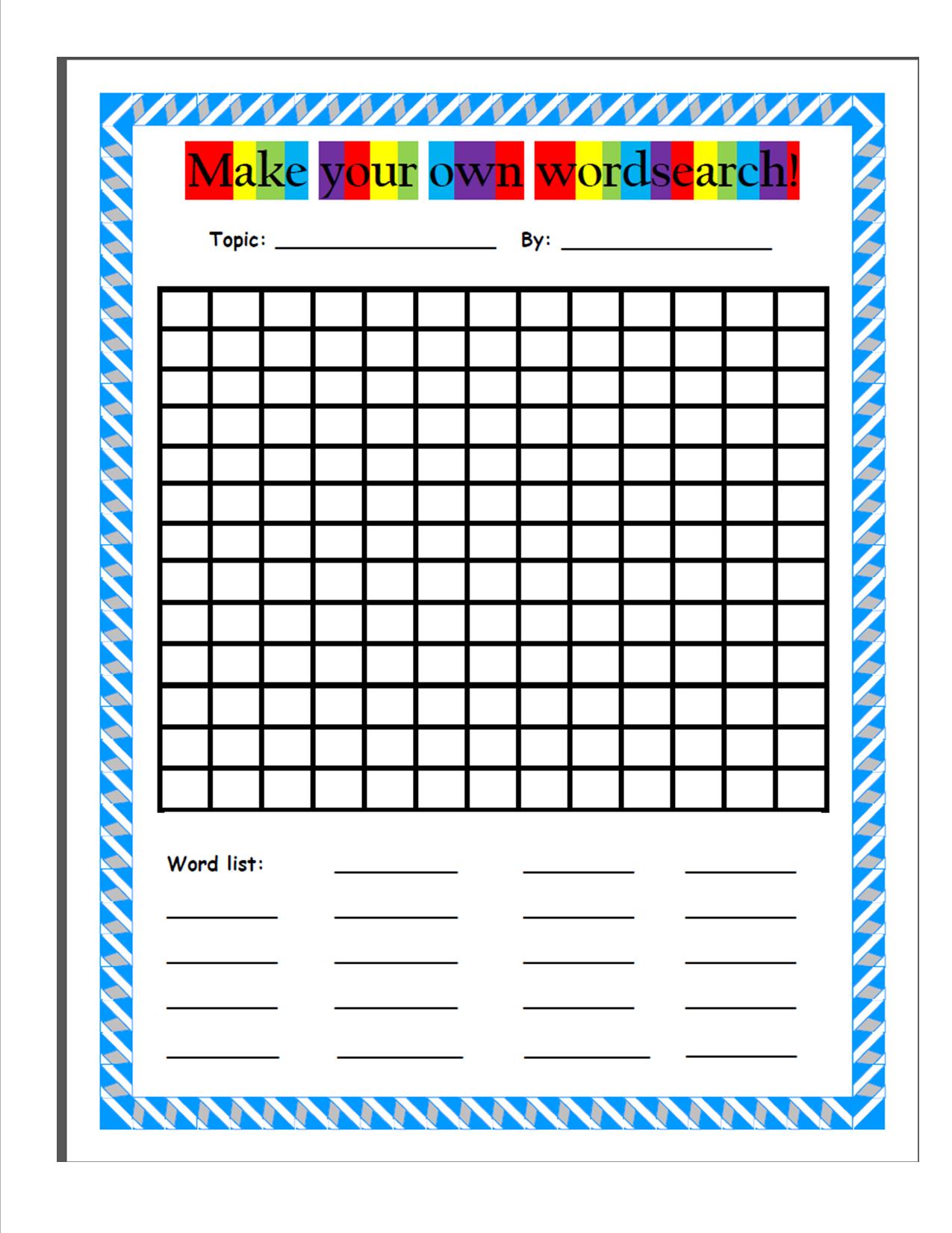 Make your own wordsearch - kid friendly
