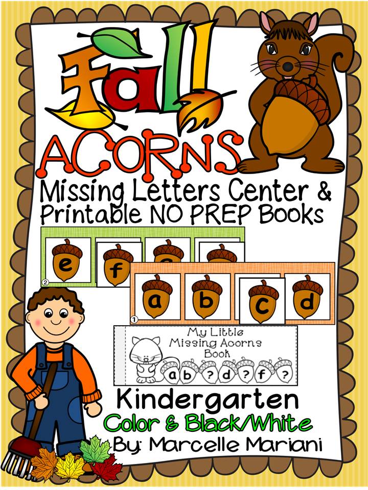 Fall- ACORNS-MISSING LETTERS LITERACY CENTER ACTIVITIES