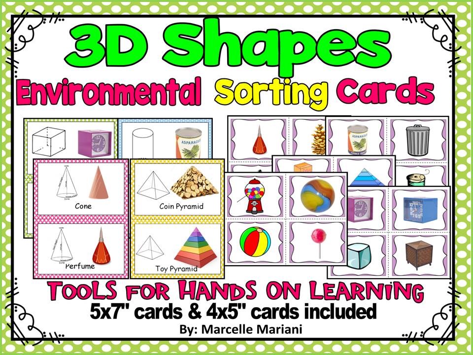 3D SHAPES ENVIRONMENTAL CARDS SORTING CENTRE & GROUP CARDS