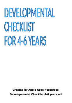 Developmental Checklist for 4-6 yrs