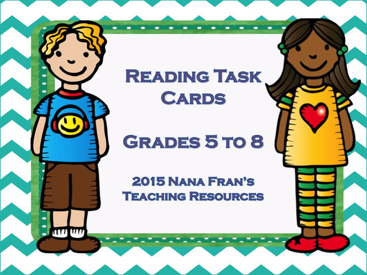 Reading Task Cards for any Book - Years 5 to 8