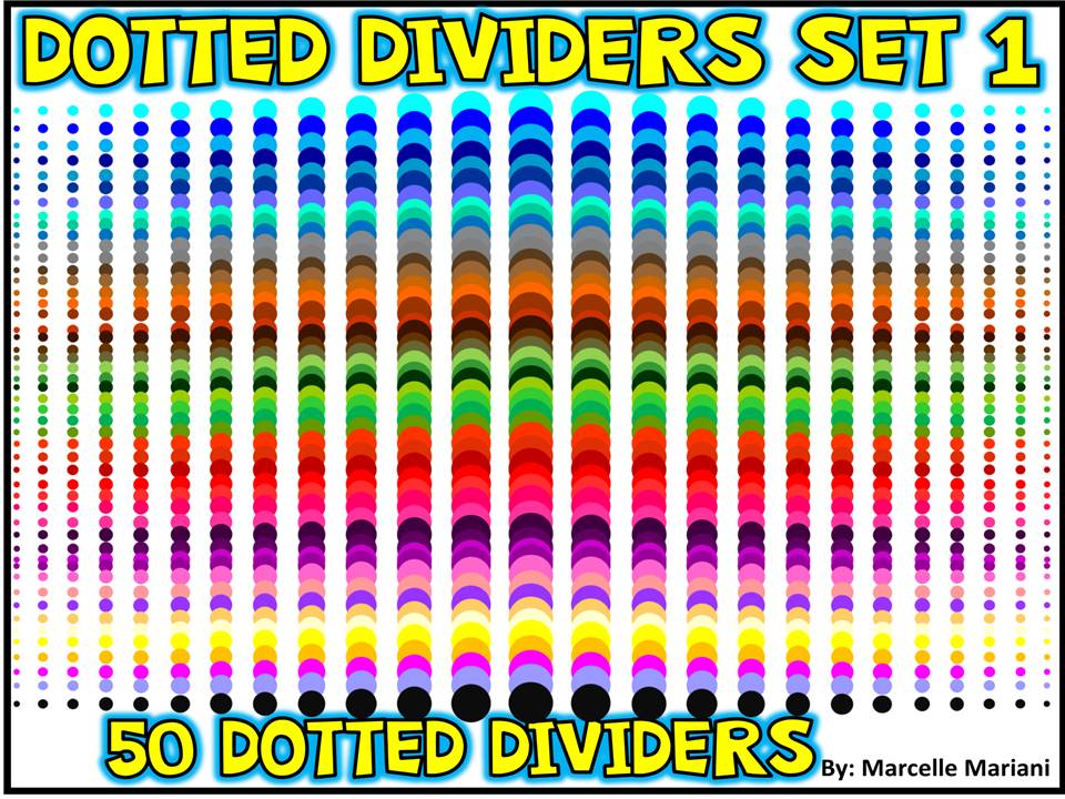 PAGE DIVIDERS ACCENTS- COLORED DOTS-SET 1- 50 DOTTED PAGE DIVIDERS
