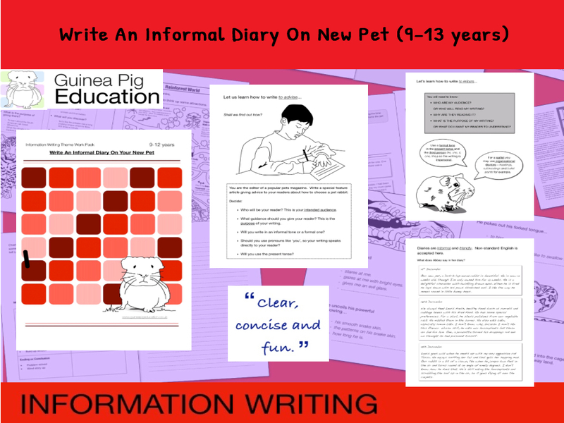 Practise Writing An Informal Diary On Your Pet (Information Writing Pack) 9-14 years